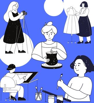  People working on craft projects