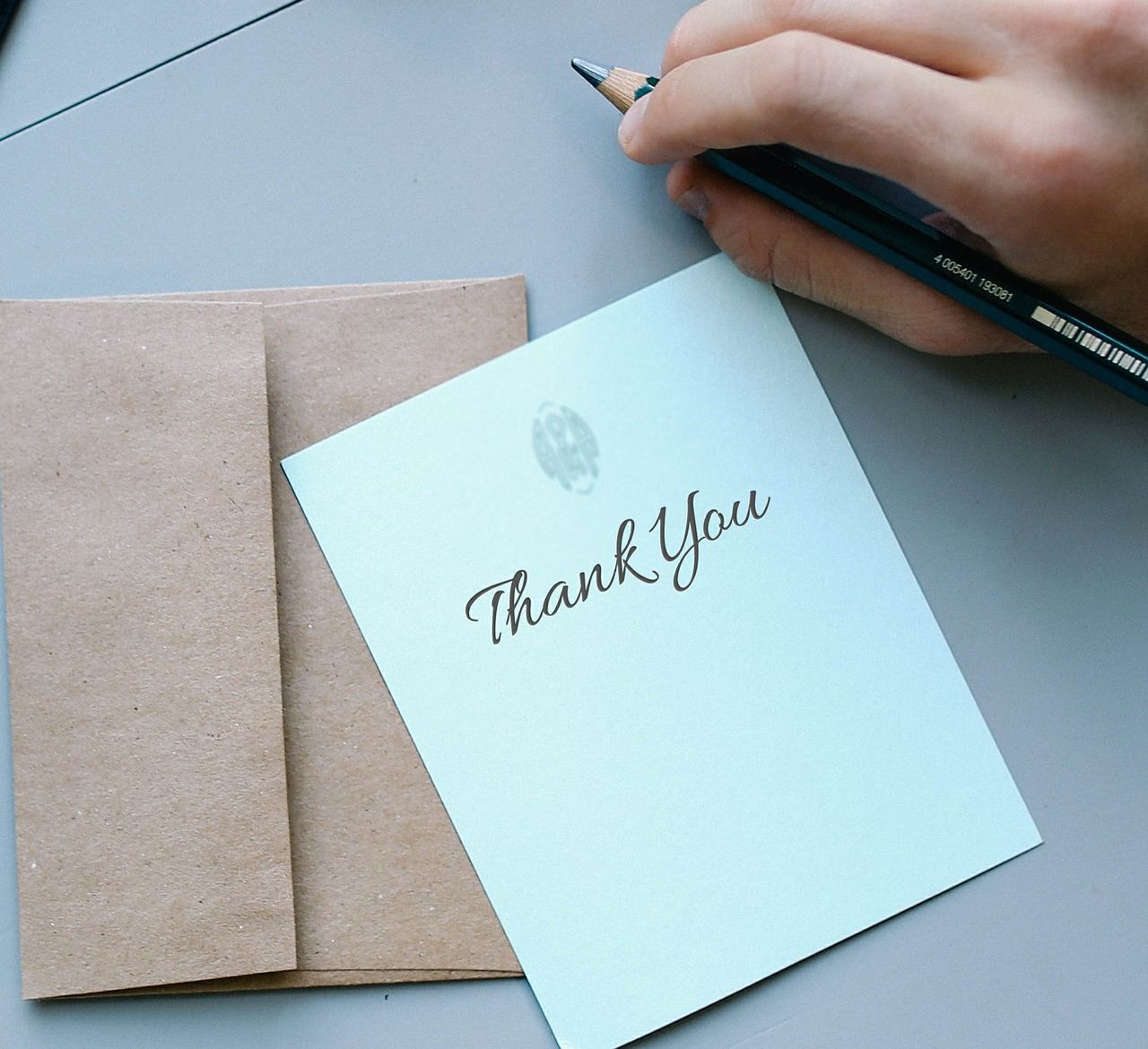  written card that says thank you