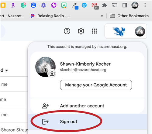 sign out of Google